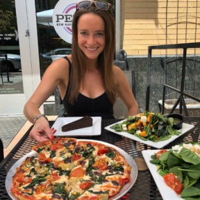 Jackie eating lunch at Pete's