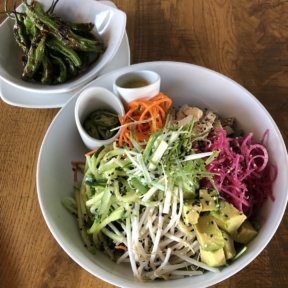 Power bowl and shishito peppers from California Pizza Kitchen