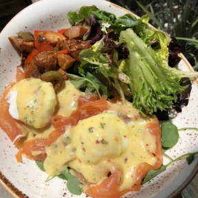 Gluten-free smoked salmon eggs Benedict from Herringbone