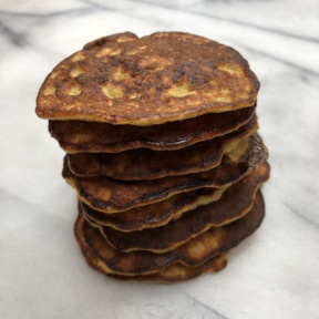 Stack of gluten-free Paleo Spiced Banana Pancakes