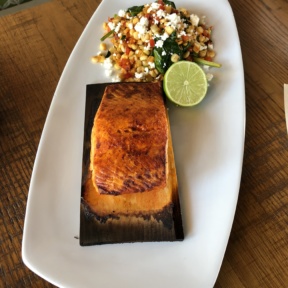 Gluten-free salmon entree from California Pizza Kitchen