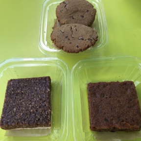 Gluten-free blondie, crack bar, and cookies from Hu Kitchen