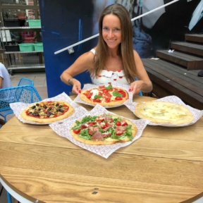 Jackie enjoying pizza at Ribalta Mo