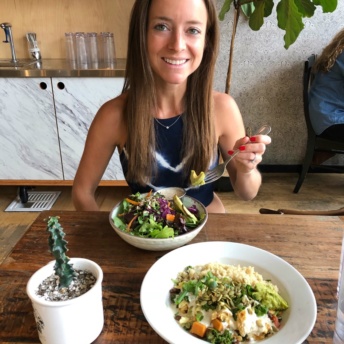 Jackie eating lunch at Harlow