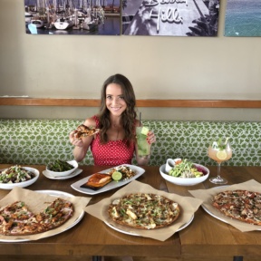 Jackie enjoying lunch at California Pizza Kitchen