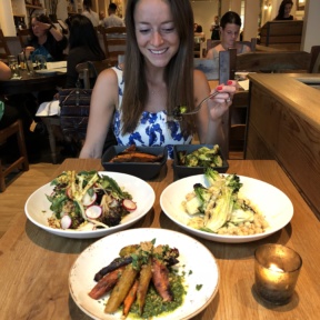 Jackie eating veggies at The Little Beet Table