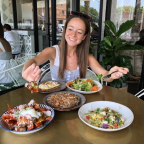 Jackie eating at The Gables in Santa Monica