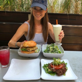 Jackie eating lunch at Burger Lounge