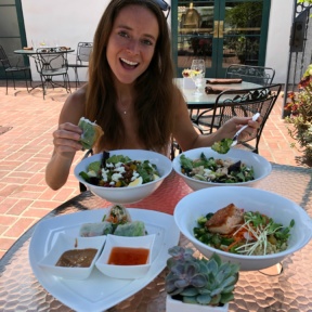 Jackie eating lunch at Spa Cafe at Ojai Valley Inn