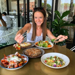 Jackie eating brunch at The Gables