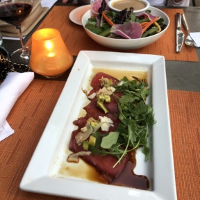 Gluten-free tuna carpaccio and salad from 1212 Santa Monica