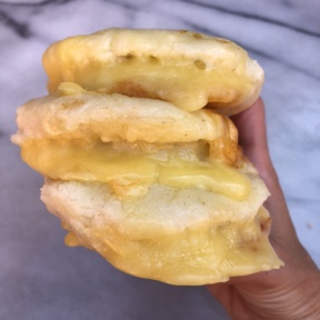 Stack of gluten-free Grilled Cheese Arepas