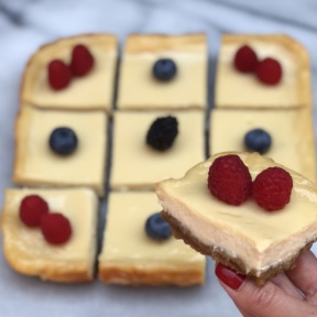 Gluten-free Cheesecake Bars with berries