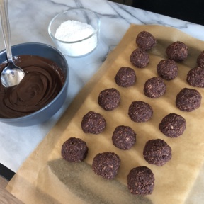 Ready to dip the Paleo Protein Bites in chocolate