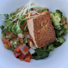 Fitness bowl with salmon from Spa Cafe at Ojai Valley Inn