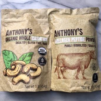 Cashews and collagen from Anthony's Goods