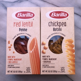 Gluten-free chickpea casarecce and red lentil penne from Barilla