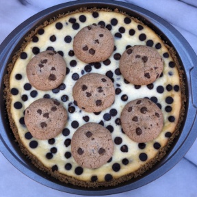 Ready to cut into the Chocolate Chip Cheesecake