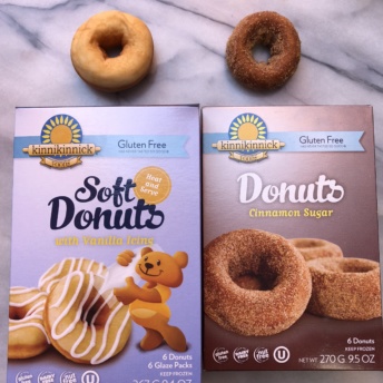 Gluten-free cinnamon sugar and plain donuts by Kinnikinnick
