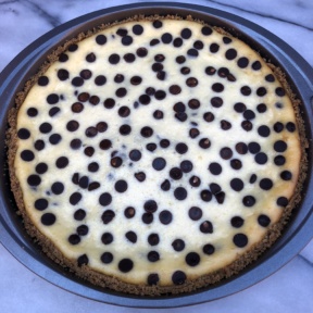 Chocolate Chip Cheesecake out of the oven