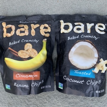 Banana chips and coconut chips by Bare Snacks