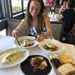 Jackie eating brunch at Cafe del Rey