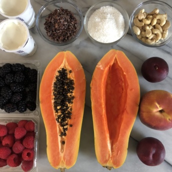 Making gluten-free Papaya Yogurt Bowls