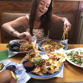 Jackie eating at Islands Restaurants in MDR