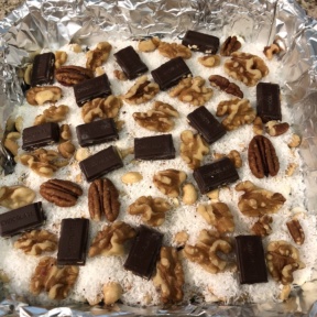 Walnuts and chocolate on Layer Bars