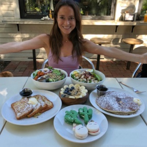 Jackie eating at Luci's at the Orchard
