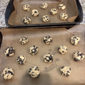 Chocolate Chip Oatmeal Raisin Cookies ready for the oven