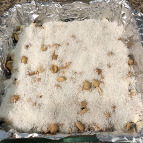 Coconut flakes on Layer Bars