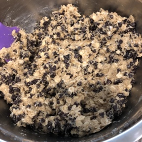 Cookie dough for Chocolate Chip Oatmeal Raisin Cookies