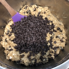 Making Chocolate Chip Oatmeal Raisin Cookies