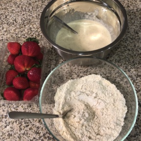 Making Strawberry Banana Protein Muffins