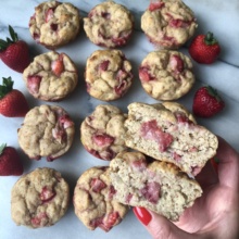 Delicious gluten-free Strawberry Banana Protein Muffins