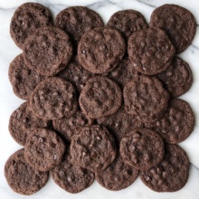 Stacks of Double Chocolate Chip Cookies