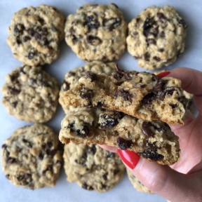 Stack of Chocolate Chip Oatmeal Raisin Cookies