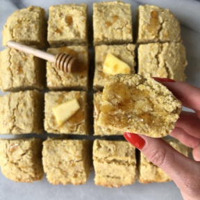 Gluten-free Cornbread with butter and honey