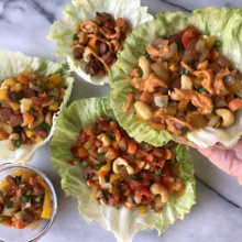 Gluten-free Turkey Lettuce Wraps with veggies