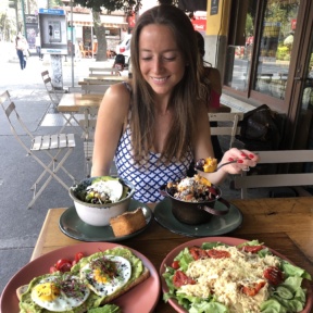 Jackie eating lunch at Ojo de Agua