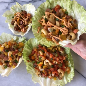 Turkey Lettuce Wraps with chipotle mayo and sriracha