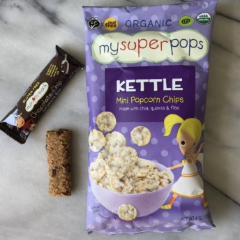 Gluten-free popcorn chips and granola bar by My Super Foods