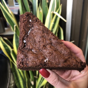 Gluten-free sea salt brownie from Scout Coffee