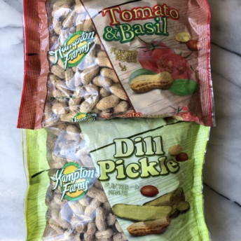 Dill pickle and tomato basil peanuts by Hampton Farms