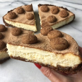 Gluten-free Snickerdoodle Cheesecake with Enjoy Life soft-baked cookies