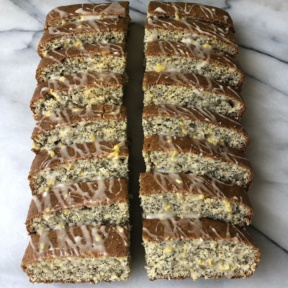 Lemon Poppy Seed Loaf with drizzled icing