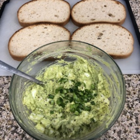 Making Avocado Egg Salad Sandwich