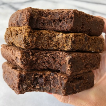 Stack of gluten-free brownies by Jungle Treats