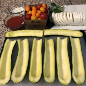 Making Zucchini Pizza Boats